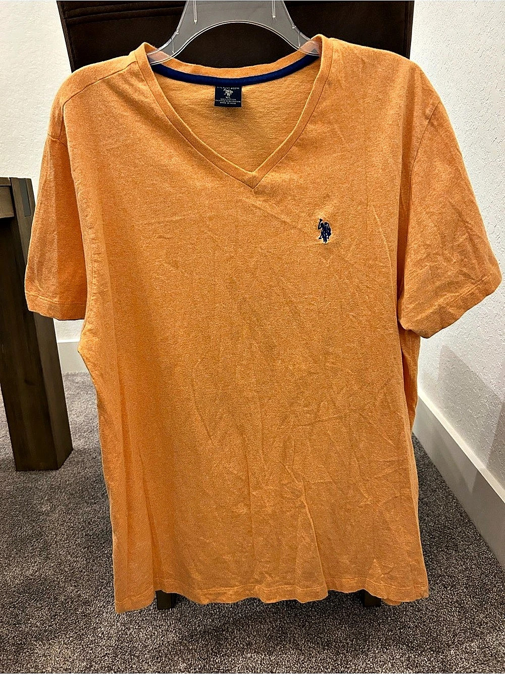 U.S. Polo Assn. Solid V-Neck T-Shirt. Men's Orange XL
